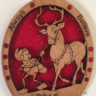 Elf & Reindeer 2- Small Ornament with Crystals