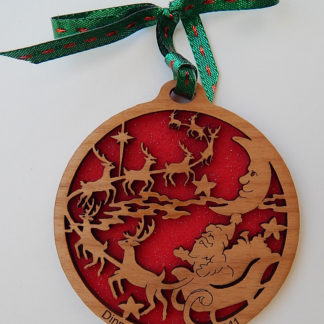 Santa Sleigh - Small Ornament without Crystals