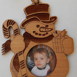 Snowman with Picture Cut - Small Ornament without Crystals