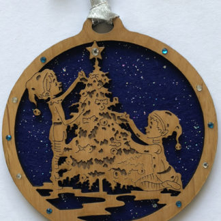 Elf's Christmas in circle 2018 - Small Ornament with Crystals