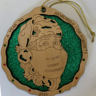"SANTA CLAUSE" Masked -Small Ornament with Crystals  - Pandemic 2020 Special